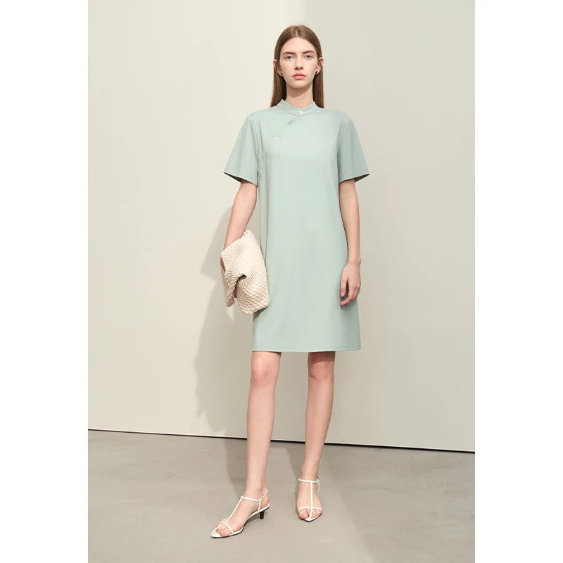 រ៉ូបរដូវក្តៅ Amii Minimalism សម្រាប់ស្ត្រីឆ្នាំ ២០២៦ ឆើតឆាយ រចនាបថចិនថ្មី ឆុងសាំ ប៉ាក់ដោយក្រណាត់រលុង រ៉ូបបែប Retro សម្លៀកបំពាក់ស្ត្រី ១២៤២២០១៨