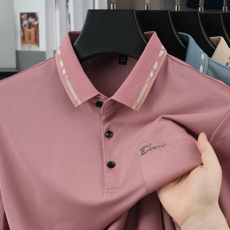 Luxury New Man Short-Sleeved Polo Shirt Lapel Button Letter Print Pocket Design Summer Golf T-Shirt Business Casual MensClothing