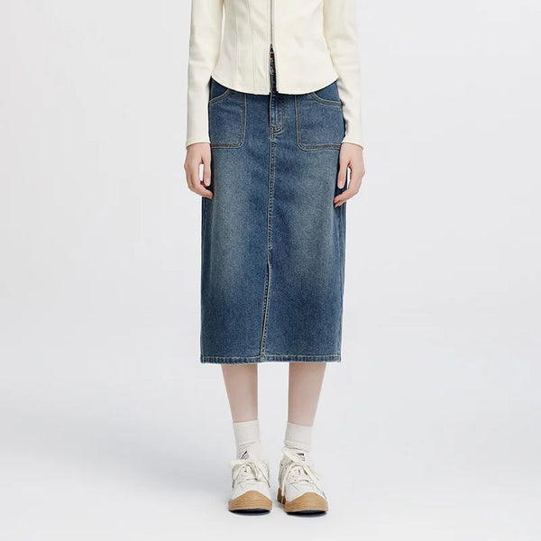 សំពត់ស្ត្រី Semir ខោ Denim រាងចោះត្រង់វែងស្ដើងបែប Retro Street ខោរដូវស្លឹកឈើជ្រុះ ស្លៀកប្រចាំថ្ងៃបែបទីក្រុង មានផាសុកភាព ឆ្នាំ២០២៦