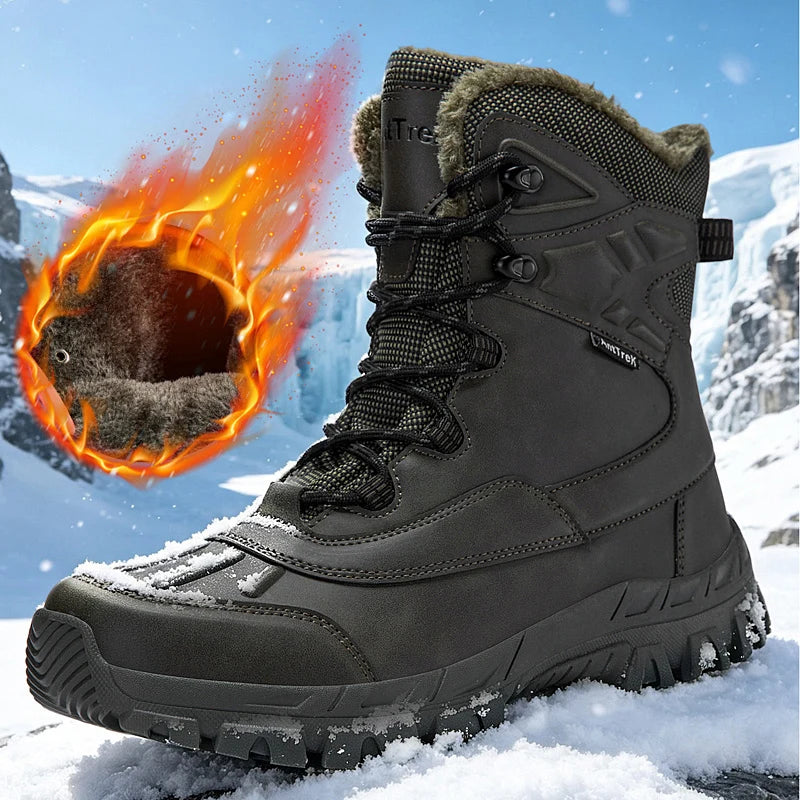 Men's warm plush combat boots winter new casual cotton boots outdoor jungle anti-slip high top light comfort snow training boots