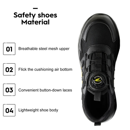 Rotated Button Men Work Safety Shoes Anti-smash Safety Shoes For Men Anti-puncture Indestructible Shoes Work Sneakers Protective