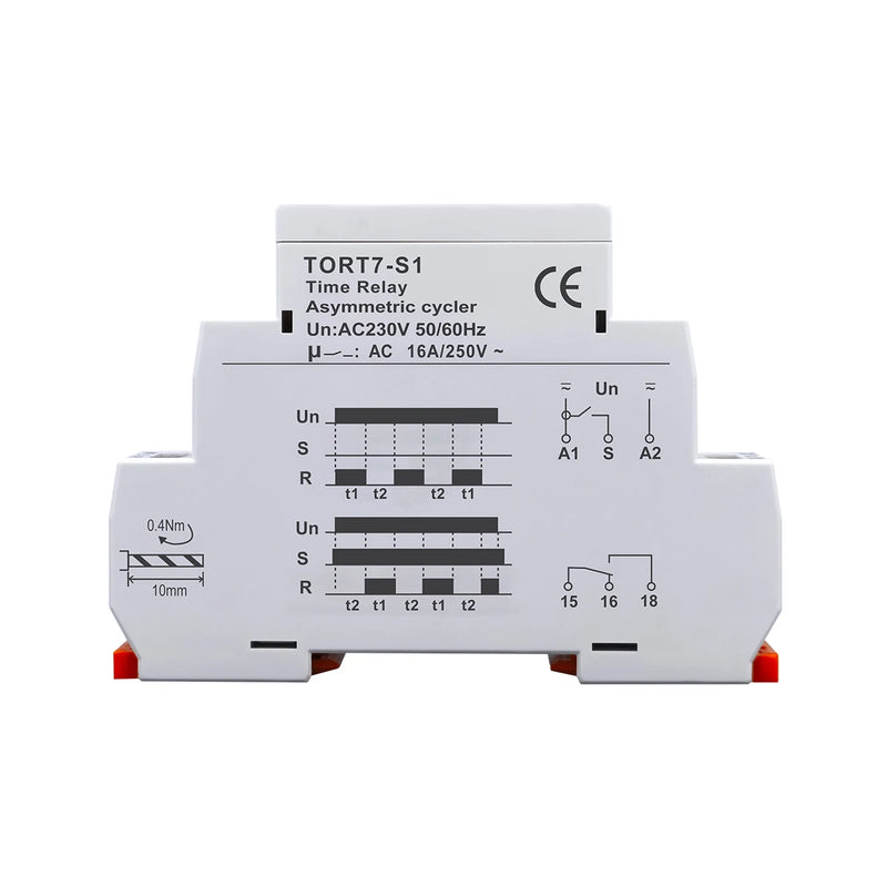 TORT7 Series Multifunction Timer Switch – 10 Modes (Asymmetric Cycler, Delay ON/OFF, Pulse Generator, Interval), 0.1s-10D