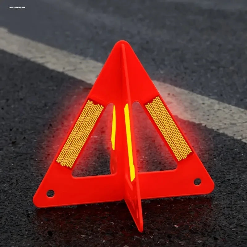 1set/2pcs High Visibility Reflective Warning Triangle.Car Emergency Safety Tool Durable Plastic Roadside Breakdown Warning Kit.