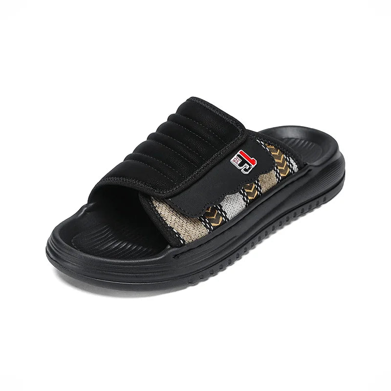 Men's one strap slides slippers summer fashion breathable light comfort outdoor beach walking soft sole non slip casual slippers