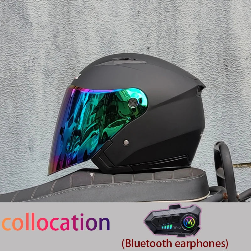 Motorcycle semi covered helmet cascos para motos with built-in sun visor Bluetooth helmet motorcycle helmet
