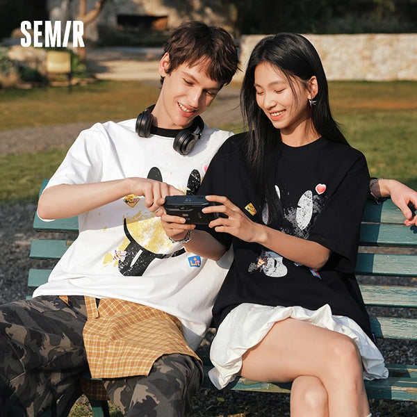 អាវយឺតបុរស Semir កប្បាសបោះពុម្ពប៉ាក់ស្ទីលគូស្នេហ៍ធម្មតាម៉ូដអាវរដូវក្តៅឆ្នាំ ២០២៦ ទន់ស្រួលដកដង្ហើមពាក់ប្រចាំថ្ងៃធម្មតា