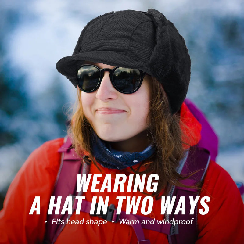 WRELS Thermal Winter Earflap Hat Warm Trooper Hunting Hat Windproof Cap with Ear Flaps Cycling Motorcycle Outdoor Winter Hat