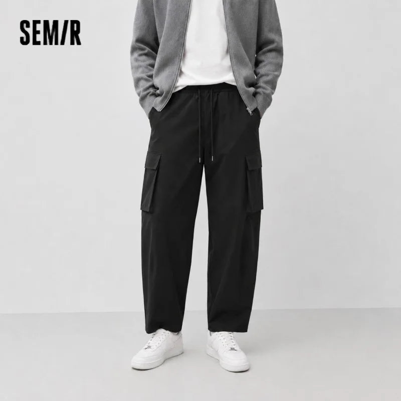 Semir Men Casual Pants 2026 Spring New Waterproof Balloon Silhouette Cargo Wide Leg Elastic Waist Loose Tops