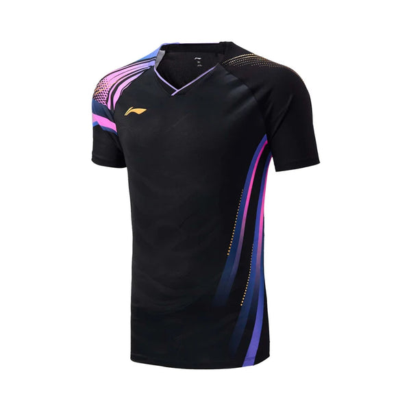 អាវយឺតវាយសី Li-Ning Unisex ការពារបាក់តេរី និងស្ងួតលឿន 93% Polyester 7% Elastane អាវយឺតប្រកួតប្រជែង LiNing AAYV165