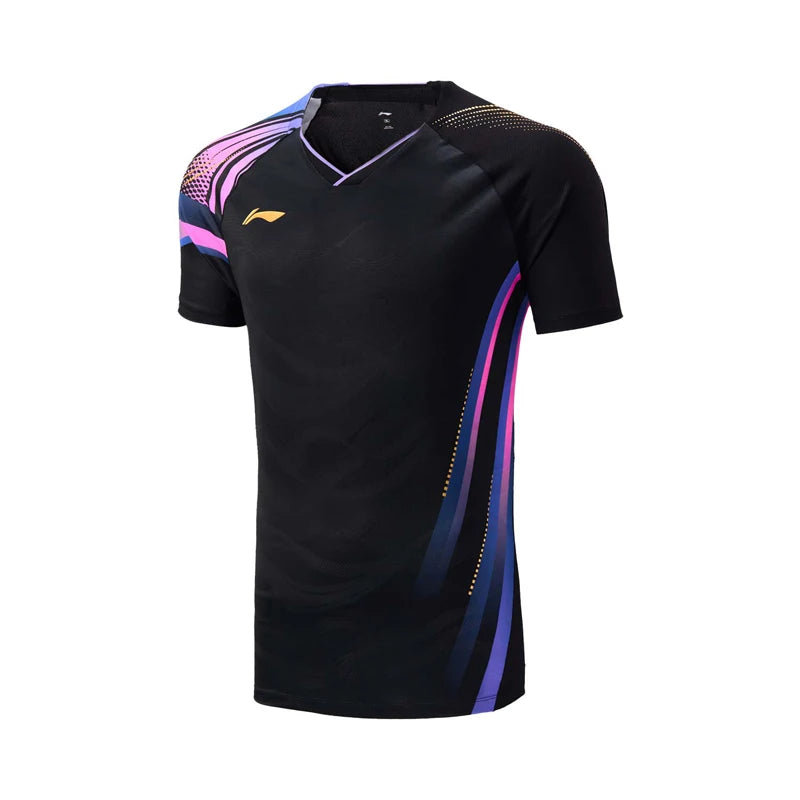 អាវយឺតវាយសី Li-Ning Unisex ការពារបាក់តេរី និងស្ងួតលឿន 93% Polyester 7% Elastane អាវយឺតប្រកួតប្រជែង LiNing AAYV165
