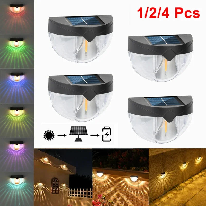 Solar Powered Outdoor Lights IP44 Waterproof Garden Decorative Solar Fence Lamp for Porch Yard Garden Fence Path