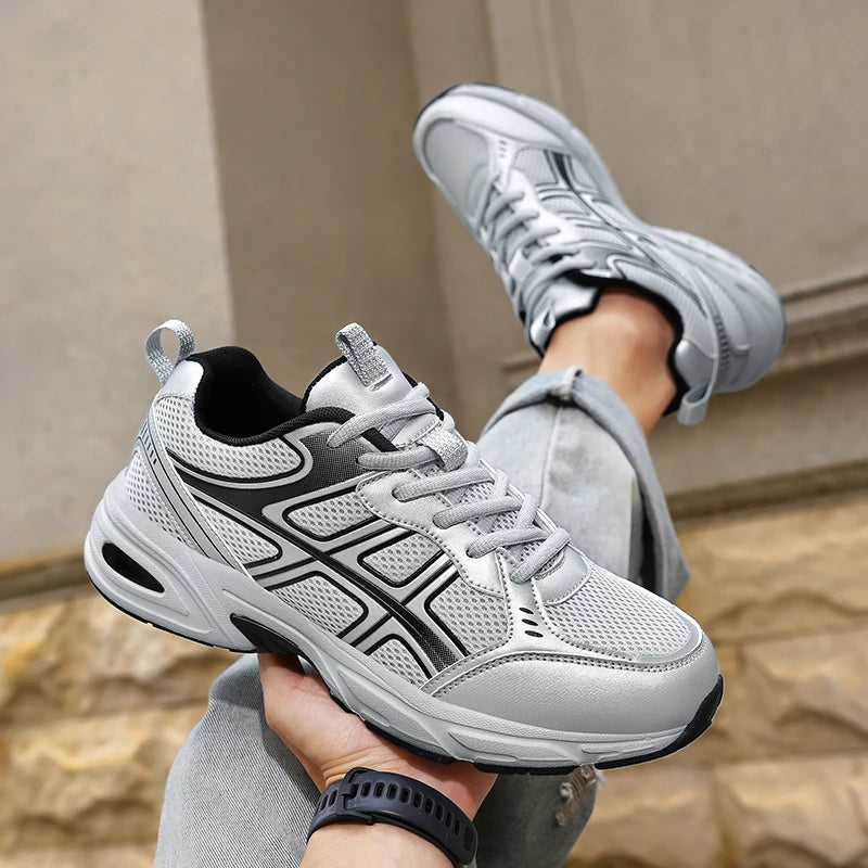 Men's Wide Foot Retro Chunky Sneakers Four Seasons Breathable Soft-sole Anti-slip Lightweight Casual Outdoor Running Sports Shoe
