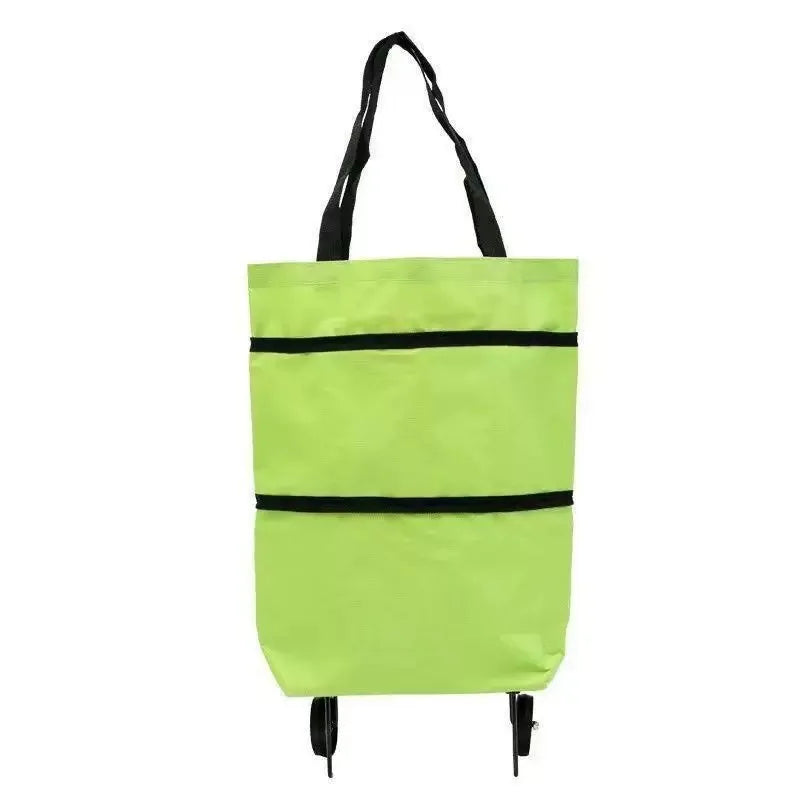 Portable Shopping Cart, Foldable Shoulder Bag with Wheels, Lightweight Hand-Pushed Cart for Home Use