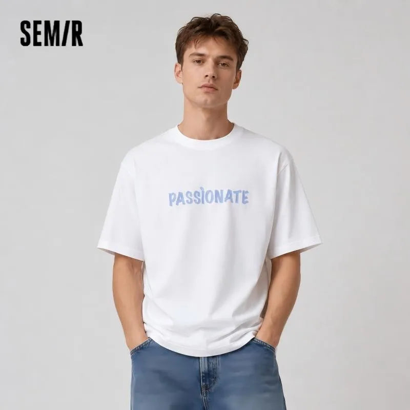 Semir Men Tshirt Moisture Wicking Quick Dry Letter Print Knit Short Sleeve 2026 Couple Fashion Casual Daily Top Wear