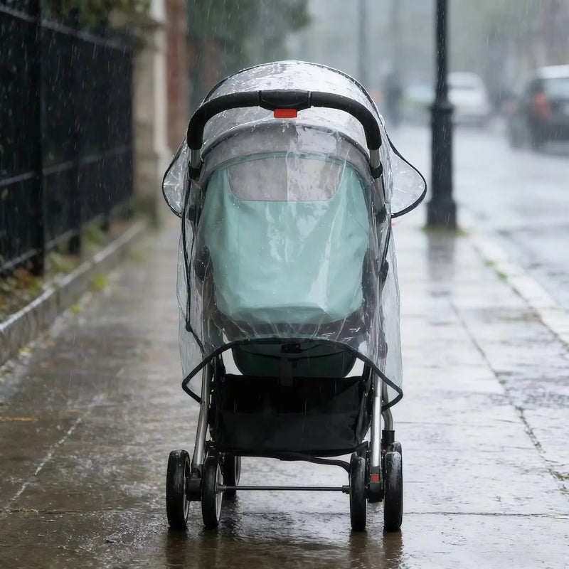 Universal Waterproof Pram Rain Cover Baby Stroller Accessories Transparent Wind Dust Shield Zipper Open for Pushchairs Raincoat