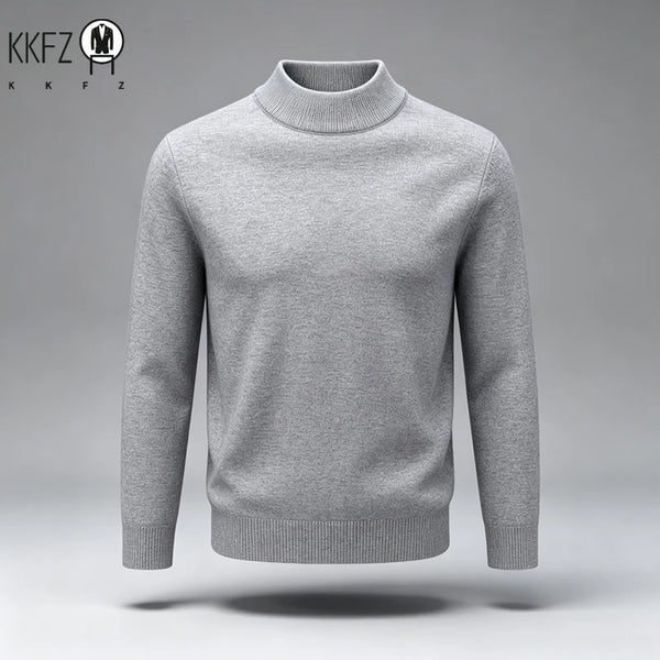 New Arrival Mens Mock Neck Knit Sweater Thick Soft Fine Knit Material Slim Cut Long Sleeve Autumn Winter Outer Tops