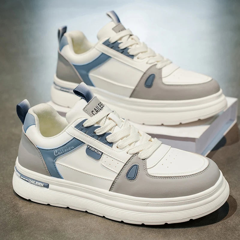 Mens Board Shoes 2025 New Fashion Lightweight Flat Leather Comfortable Outdoor Sports Walking Shoes Trendy Sneakers for Men