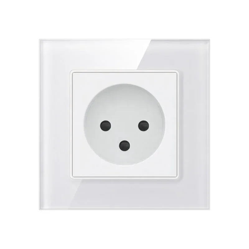Israel Standard Black Square Tempered Glass 16A Power Wall Socket, 220V IL Plug Adapter Electric Outlet 86mm*86mm