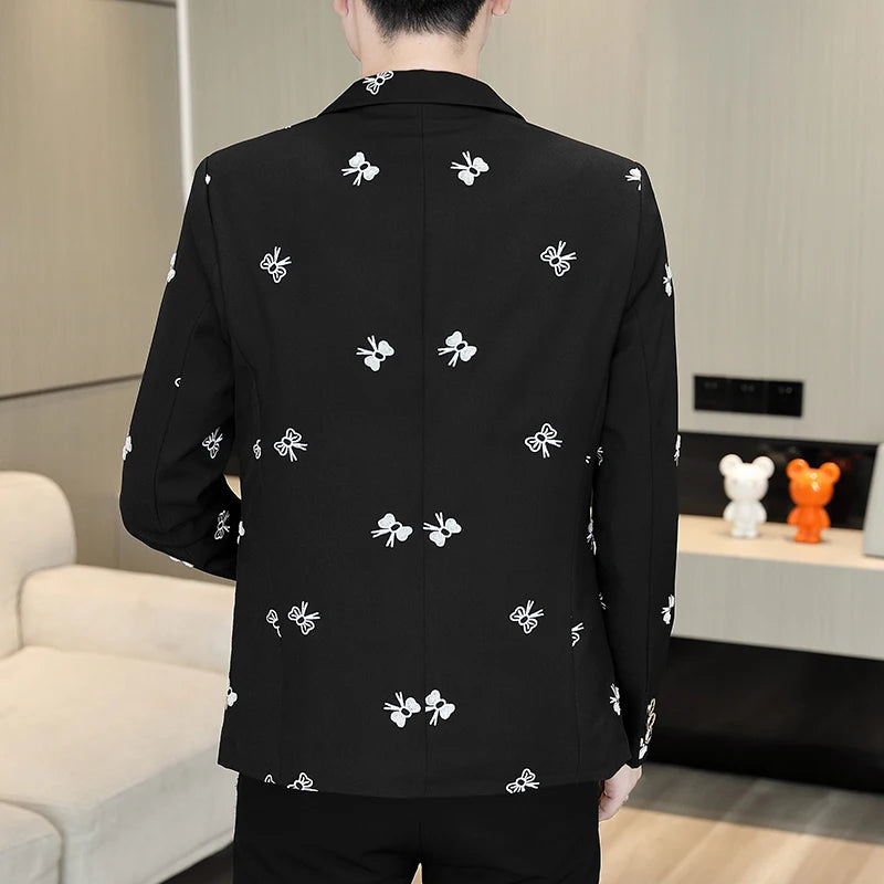 2026 New Men's Suit Jacket, Black Boys' Long-sleeve V-neck Coat, Asian Sizes M-3XL. Gray, Blue, or White Blazers Available