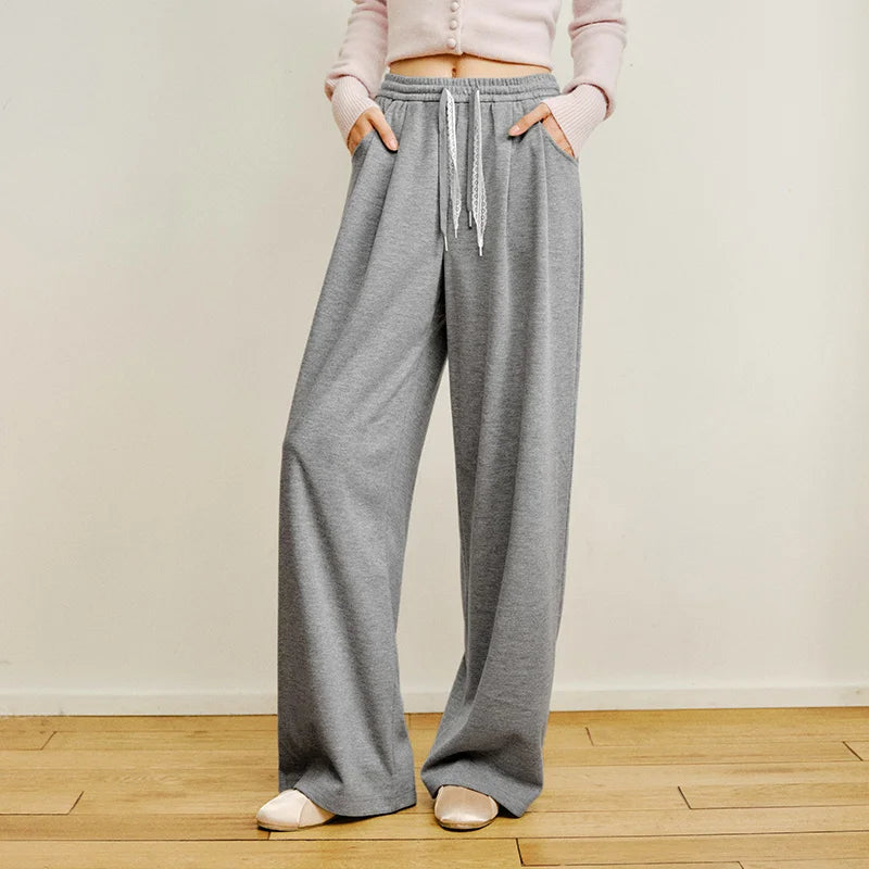 Semir Loose Pants Women 2026 Spring Pleated Elastic Waist Pants Loose Wide Leg Casual Trousers