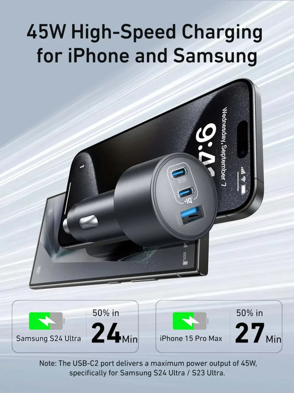 ឆ្នាំងសាករថយន្ត Anker Original 167.5W 3-Port USB-C USB-A PD Fast Charging Adapter សម្រាប់ MacBook Laptop iPhone Samsung Smartphone