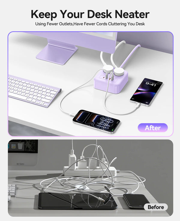 ORICO Desktop Square Power Strip PD20W Fast Charge 1.5M 3M Extension Power Cord Type C USB A Charging Station EU Plug Adapter