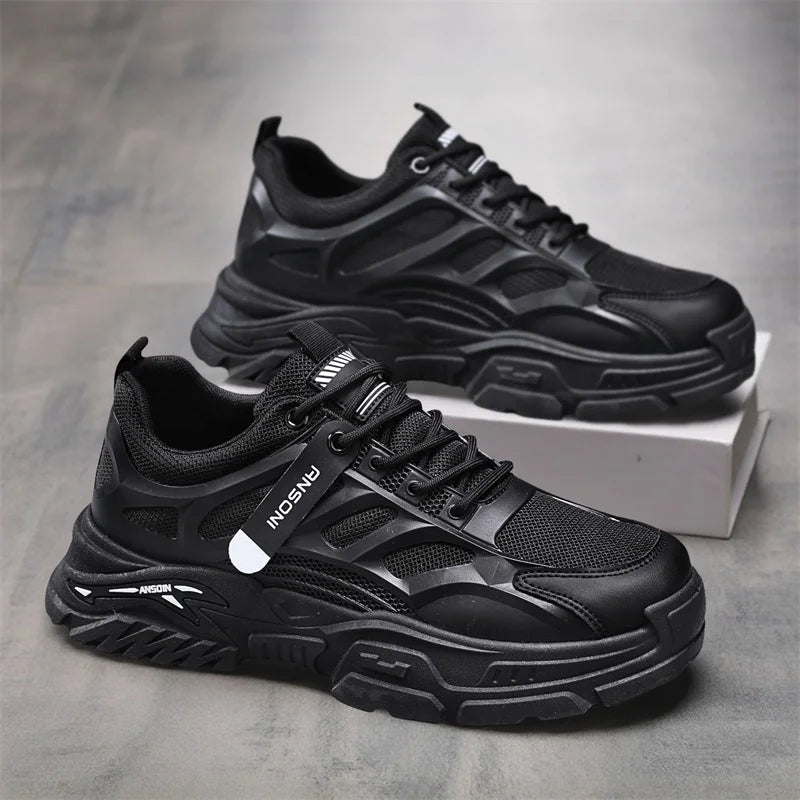 Men's thick-sole sports casual shoes spring summer soft-sole anti-slip breathable outdoor running shoes students tide sneakers