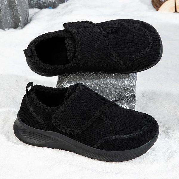 Winter Fur-lined Wide Toe Box Diabetic Shoes for Men Women Adjustable Walking Sneakers Orthopedics Swollen Foot Pain Relief