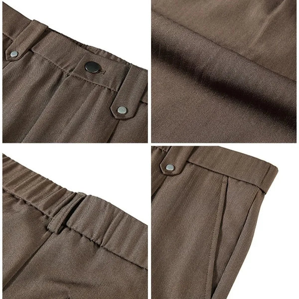 Men's Drapey Straight-Leg Dress Pants – Lightweight Pleated Trousers with Elastic Waist for Business & Casual Wear