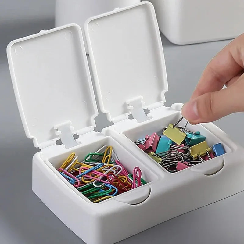 1pc Desktop Storage Box with Mini Lid and Pop-up Window,Swab,toothpick,Cosmetics,rubber bands,Student Miscellaneous Sorting Box