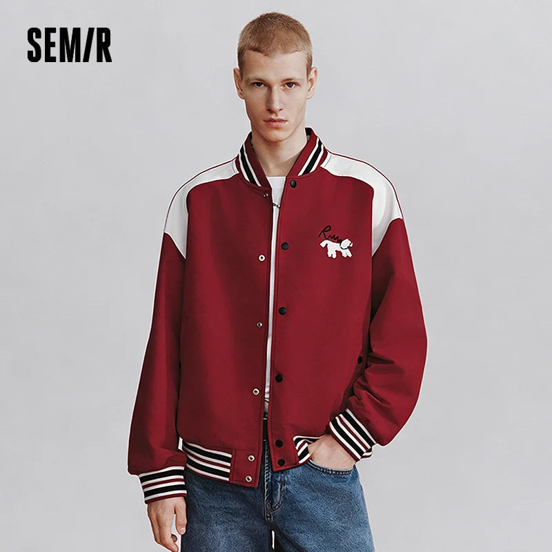 Semir Men Jacket 2026 Spring New Red Double Sided Wear American Retro Style Loose Baseball Casual Outdoor Tops