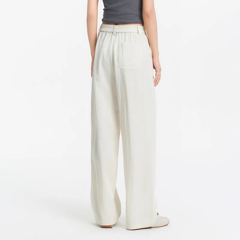 Semir Women Pants Texture Loose Pleated Semi Elastic Waist Cargo Style Wide Leg Casual 2026 Fashion Daily Street Wear
