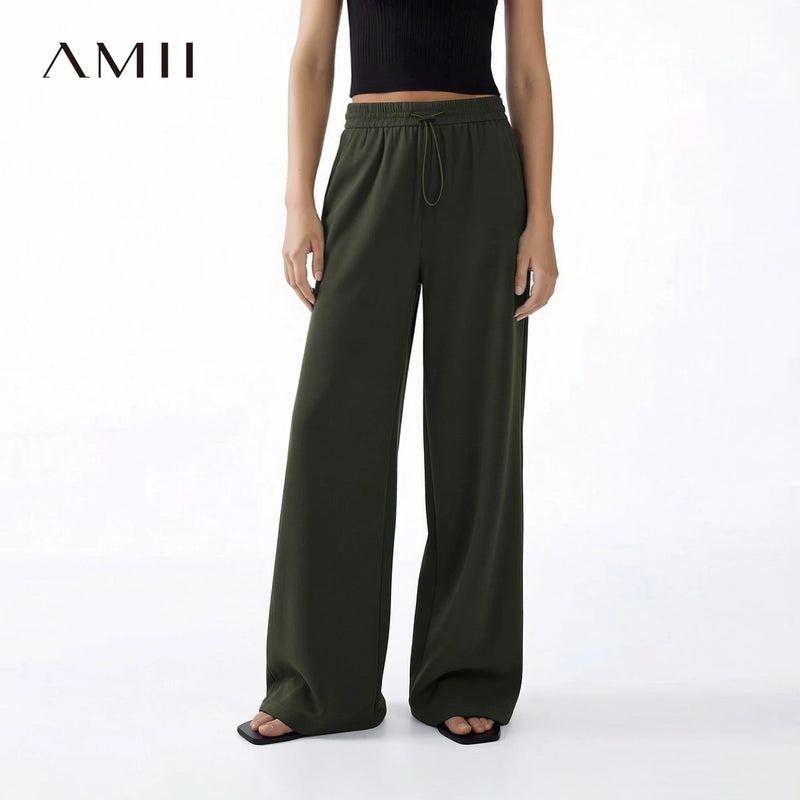 ខោ Amii សម្រាប់នារី រដូវក្ដៅ ឆ្នាំ២០២៦ ខោជើងវែងចង្កេះយឺតអាចលៃតម្រូវបាន ខោជើងវែងធម្មតា ខោរលុងសម្រាប់នារី 12612040