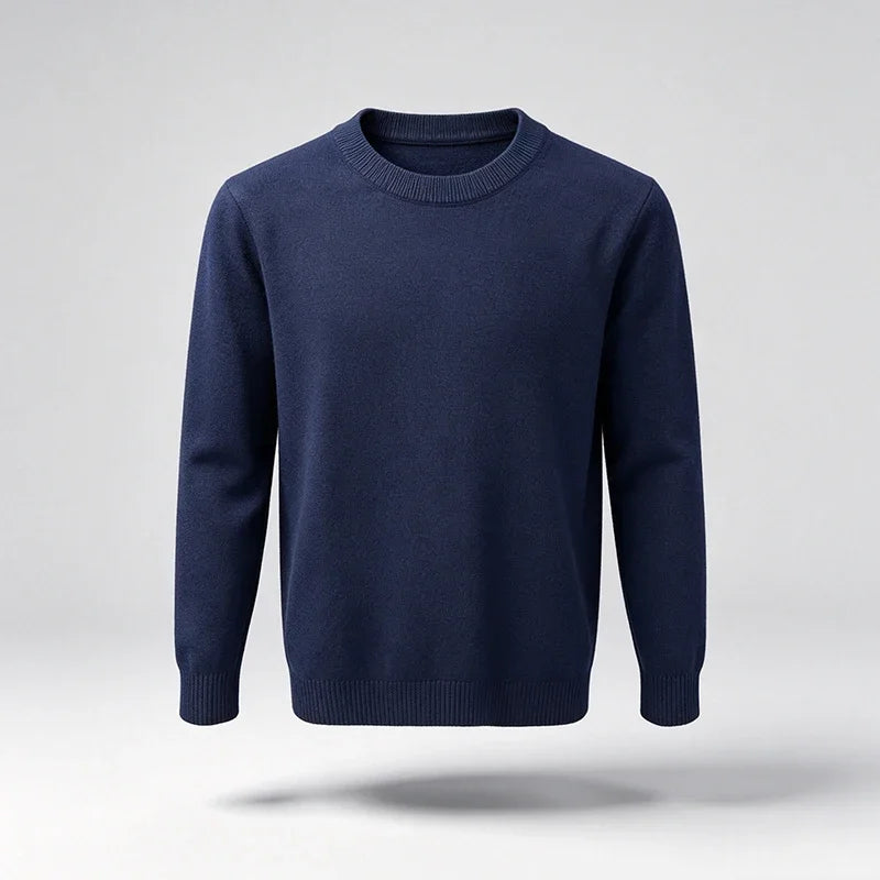 Male Urban Casual Crew Neck Knit Pullover Long Sleeve Ribbed Hem And Cuff For City Commute Street Leisure Cold Season Look
