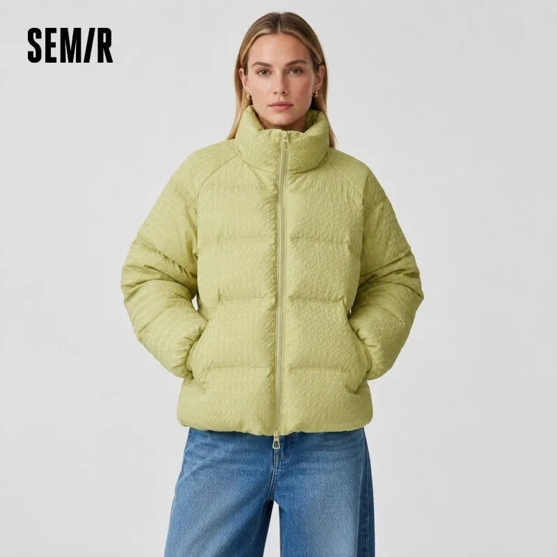 Semir Textured Down Coat Raglan Sleeve Women 2026 Winter Loose Fit Warm 80 Fill Power Soft Comfortable Casual Fashion Outerwear