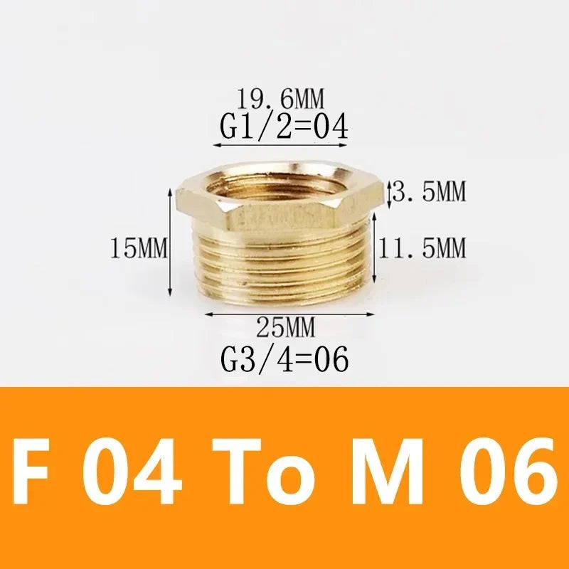 Brass Hex Bushing Reducer Pipe Fitting F To M Threaded 1/8 1/4 3/8 1/2 3/4 Reducing Copper Water Gas Adapter Coupler Connector