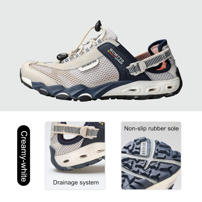 HUMTTO Hiking Shoes for Men Outdoor Summer Sneakers Trekking Barefoot Shoes Mens Breathable Quick Drying Black Beach Sandals Man