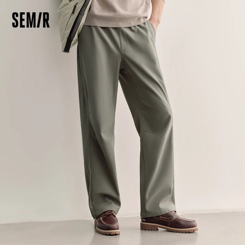 Semir Men Casual Pants Thermal Warmth Water Repellent Panel Design Solid Color Regular Fit Straight Leg 2026 New