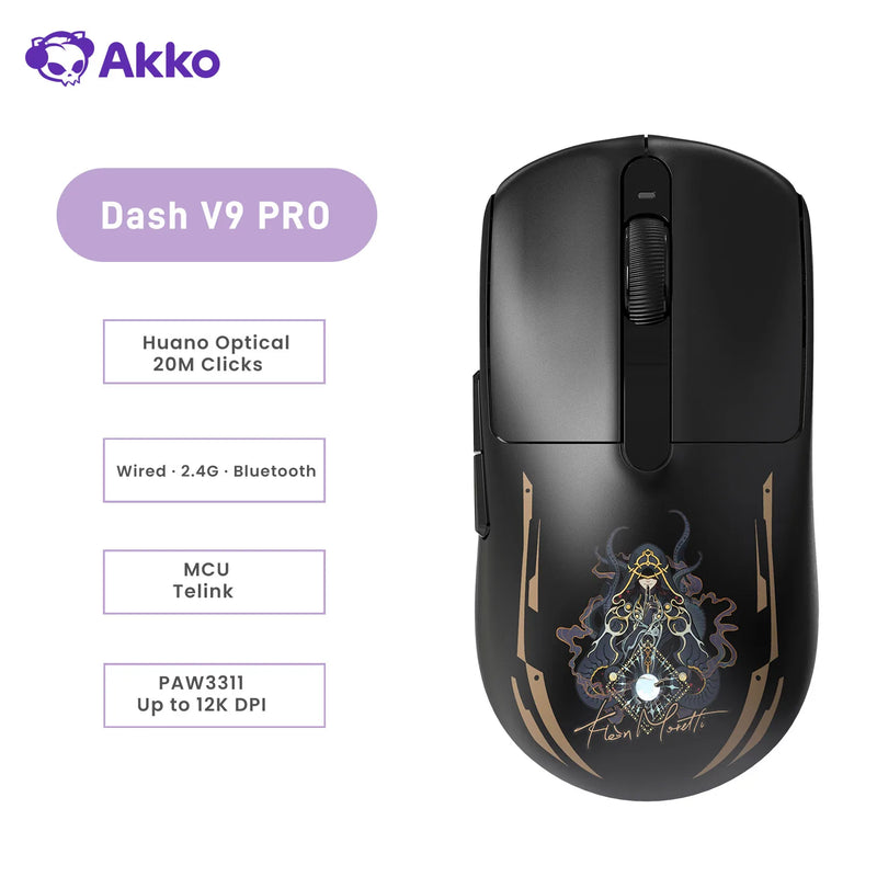 Akko Dash V9 Master/Pro Mouse PAW3955 / PAW3315 / PAW3311 Sensor 40g±3g Ultralight Ergonomic 8K Wireless E-sports Gaming Mouse