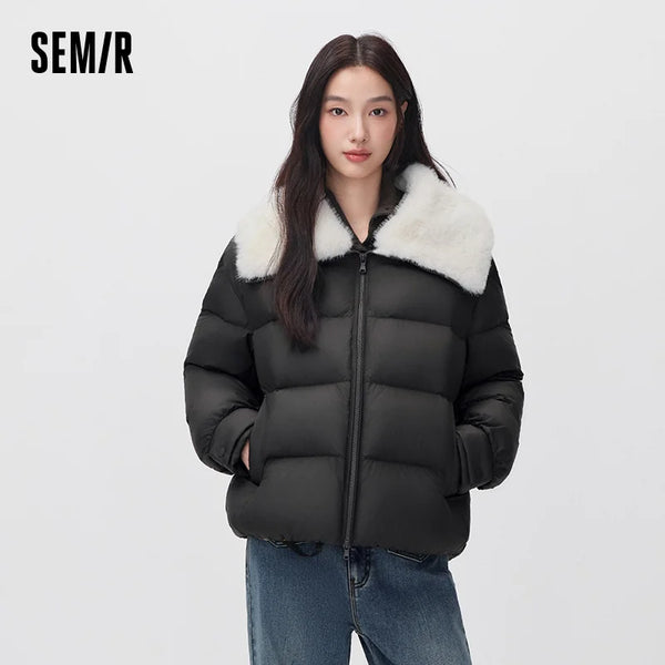 អាវក្រៅ Semir សម្រាប់ស្ត្រី កអាវទន់ ៩០ ភាគរយ ការពារទឹក រចនាបថតិចតួច ស្ទីលតិចតួច អាវក្រៅ Puffer ថ្មីឆ្នាំ ២០២៦