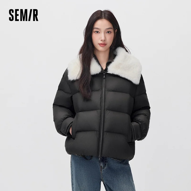 Semir Women Down Jacket Plush Collar 90 Percent Down Fill Water Repellent Minimal Design Minimal Style Puffer 2026 New