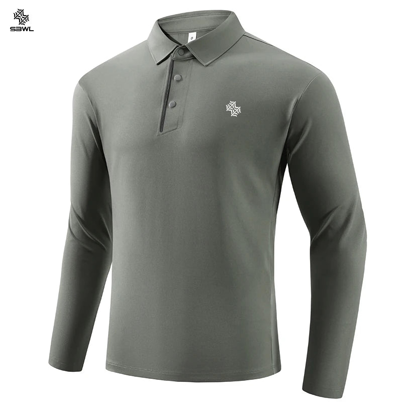 SBWL Autumn and Winter Fashion Outdoor Sports Long Sleeve Stand Collar T-Shirt Running Fitness Breathable Base Shirt Tops