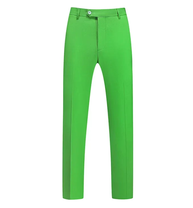 2026 Summer Green Men's Cotton-Linen Two-Piece Suit, Perfect for The Office, Parties, and Weddings. Available in Red,Yellow,Blue