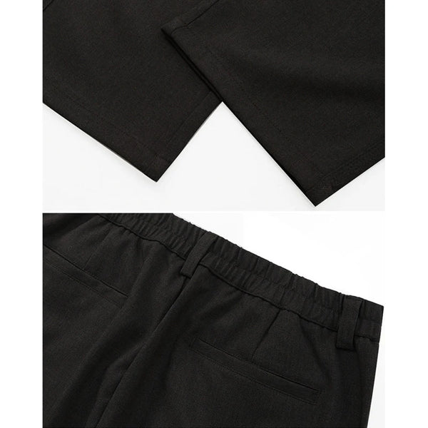 Men's Old Money Style Straight-Leg Trousers – Wrinkle-Resistant Drapey Fabric with Elastic Waist for Summer