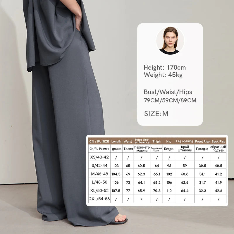 ខោ AMII Minimalist សម្រាប់ស្ត្រីរដូវស្លឹកឈើជ្រុះថ្មីធ្វើដំណើរទៅធ្វើការចង្កេះយឺតរឹងមាំខោដែលអាចបត់បែនបានខោវែងរលុង 12542126