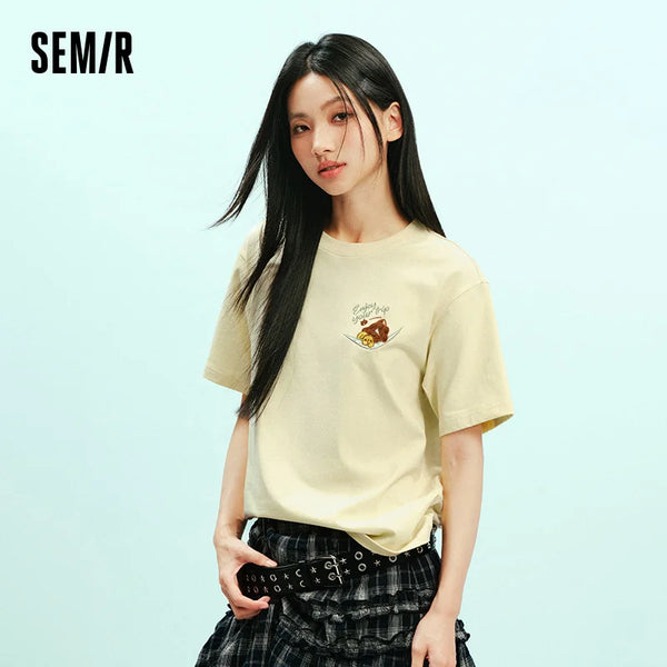 អាវយឺត Semir សម្រាប់នារី ស្រូបសំណើម ស្ងួតលឿន ប៉ាក់រូបតុក្កតា ស្ទីលធម្មតា រដូវក្តៅ ឆ្នាំ២០២៦