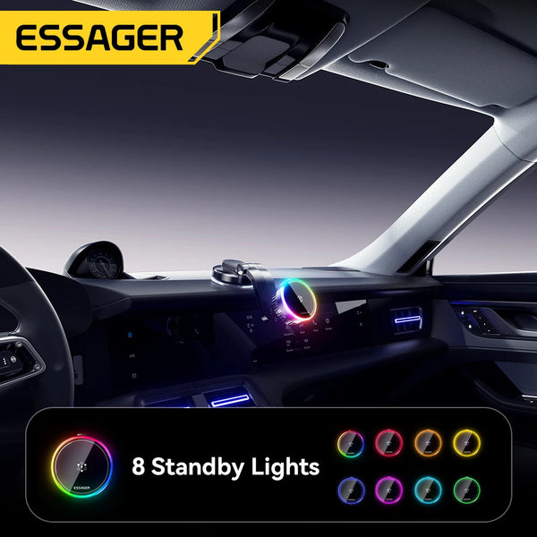 Essager 15W Ice Cooling Magnetic Wireless Car Charger for iPhone 16 15 14 13 12 MacSafe Car Phone Holder Fast Charging Station