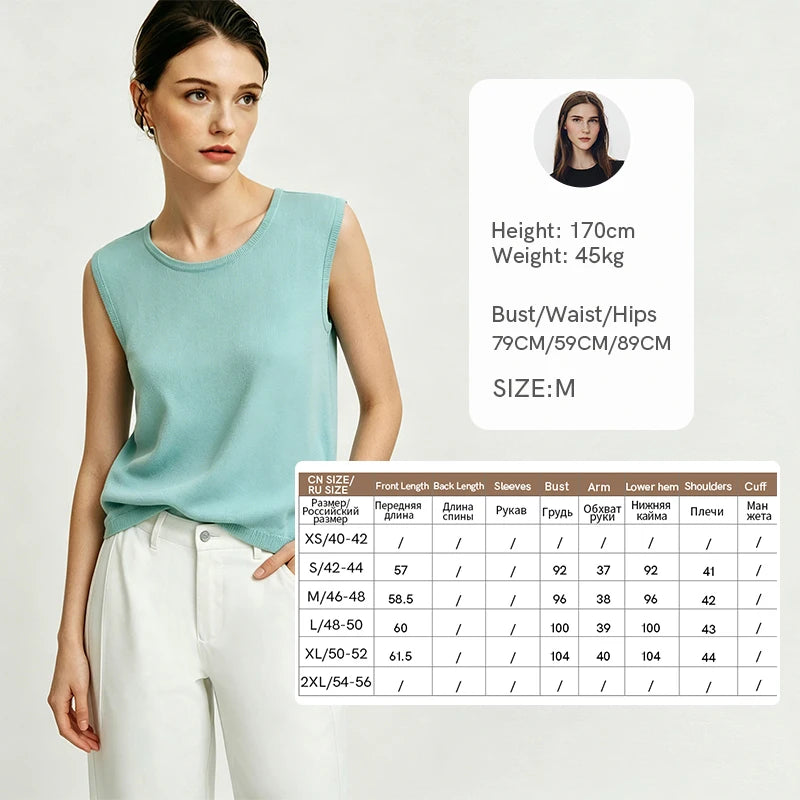 Amii Women's Knit Top 2026 Summer New Round Neck Sleeveless Sweater Draped Cutout Loose Fit Casual Pullover For Women 12622205