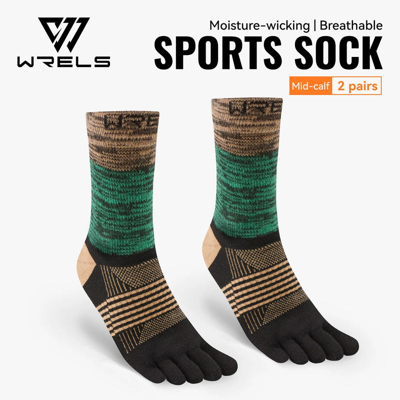 WRELS 1/2/3 Pairs Running Toe Socks Anti Blisters Cotton 5Finger Socks Men Women Seamless Moisture Wicking Athletic Hiking Socks