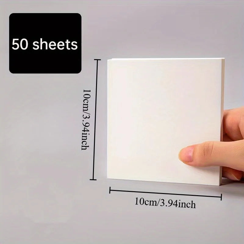 50pcs High-Quality Square Canvas Boards, Enhanced Thickness for Artists,Measuring 3.94X3.94 Inches, in White Color.